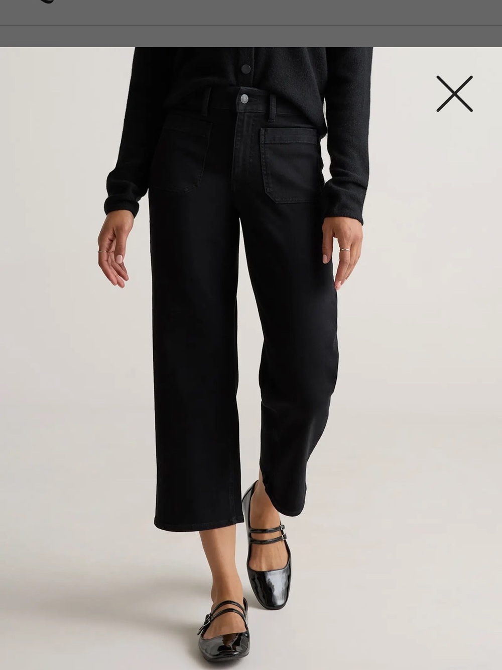 Quince Bella Stretch Patch Pocket Wide Leg Jeans - Picture 2 of 9